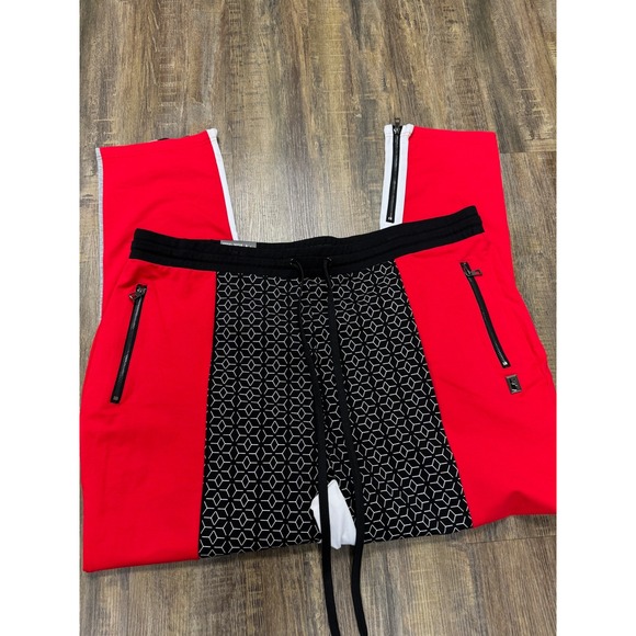 Makobi Mens Red Colorblock Geometric Tracksuit Set 2 Piece Shirt Pants 4XB NWT - Picture 3 of 16